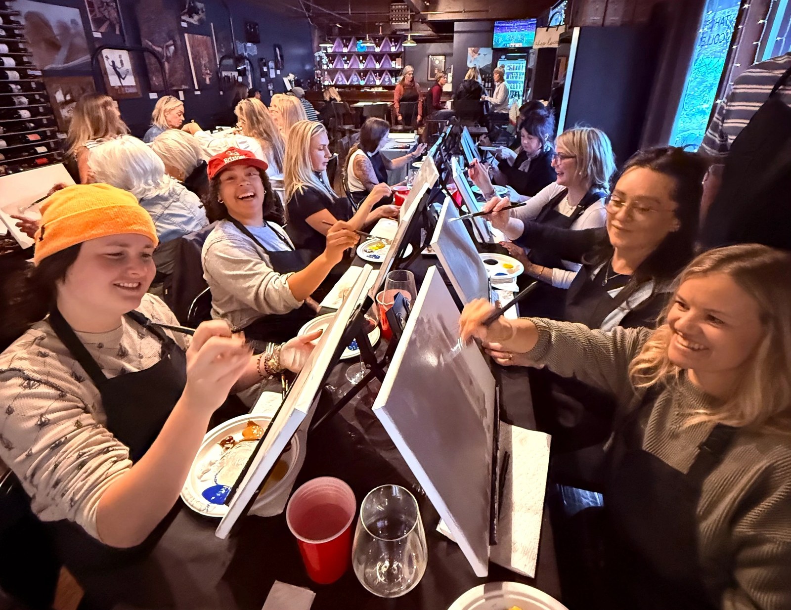 Paint & sip nights around the lake